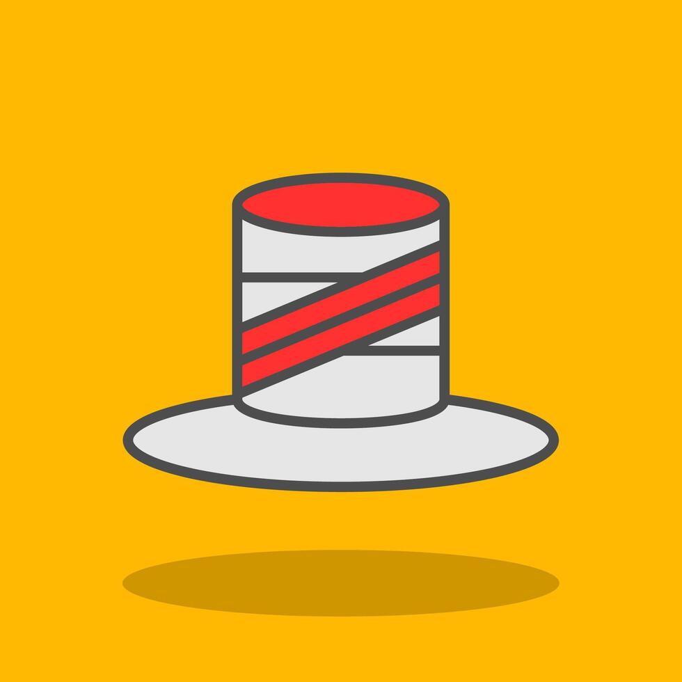 Top Hat Filled Shadow Icon vector