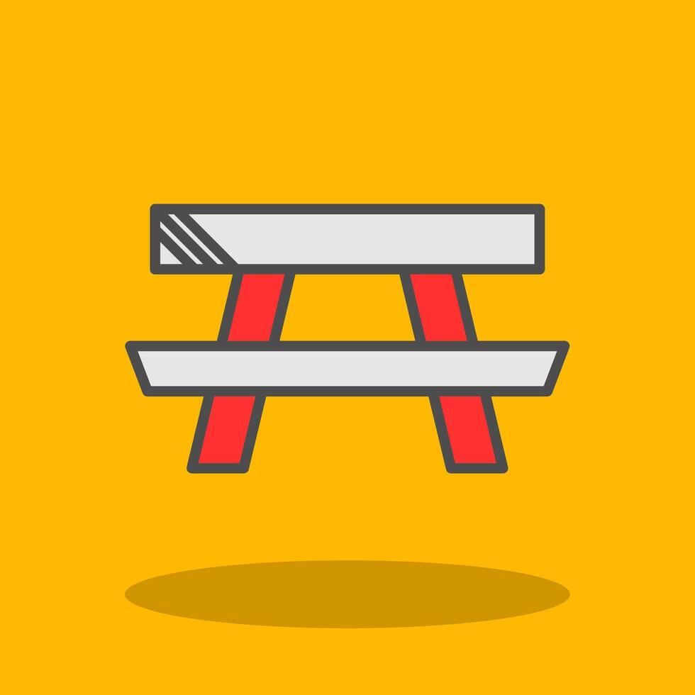 Picnic Table Filled Shadow Icon vector