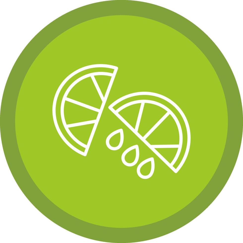 Lemon Slice Line Multi Circle Icon vector