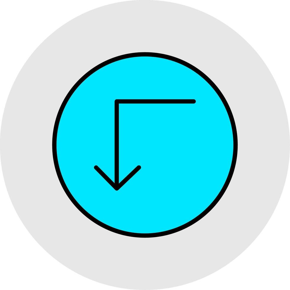 Turn Down Line Filled Light Icon vector