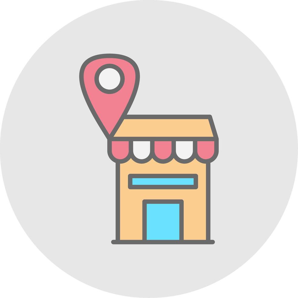 Shop Location Line Filled Light Icon vector