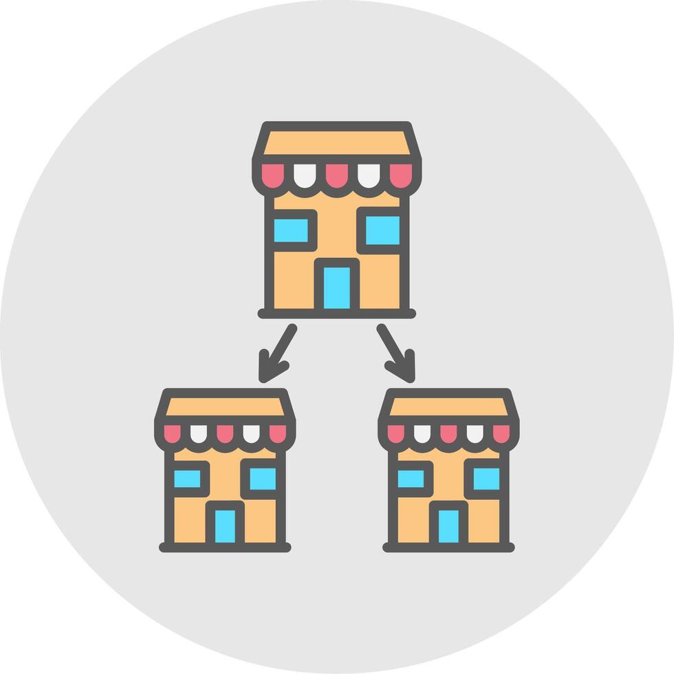 Chain Store Line Filled Light Icon vector