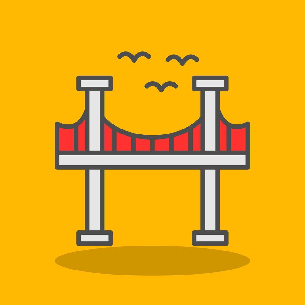 Bridge Filled Shadow Icon vector