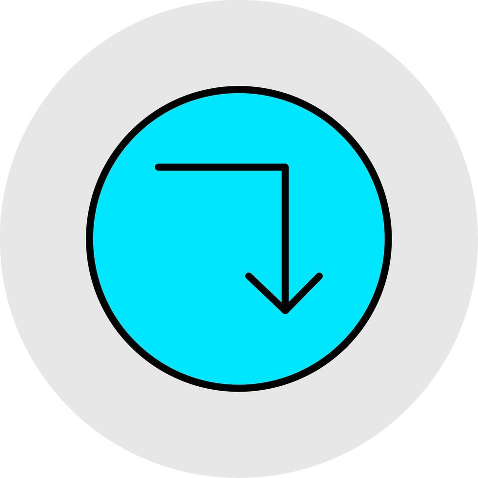 Turn Down Line Filled Light Icon vector