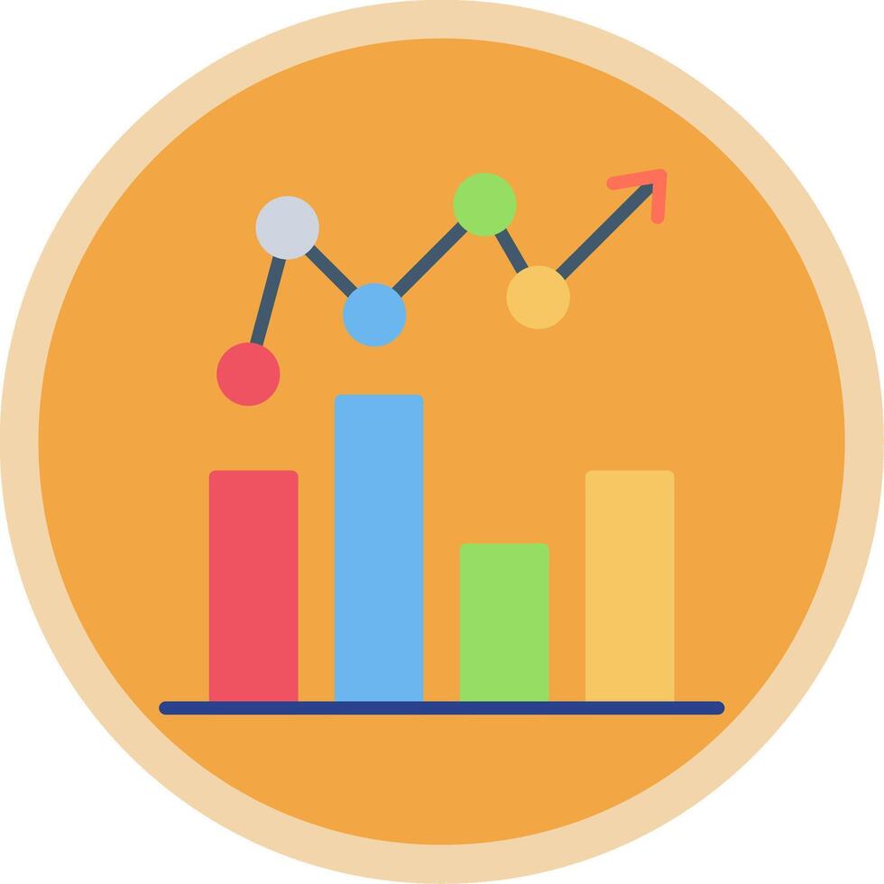 Bar Graph Flat Multi Circle Icon vector