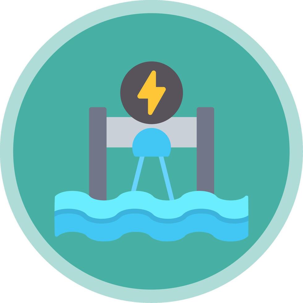 Hydroelectricity Flat Multi Circle Icon vector