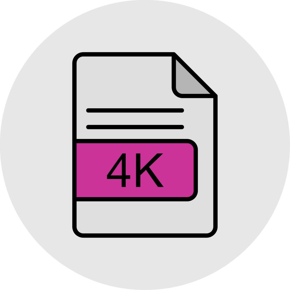 4K File Format Line Filled Light Icon vector