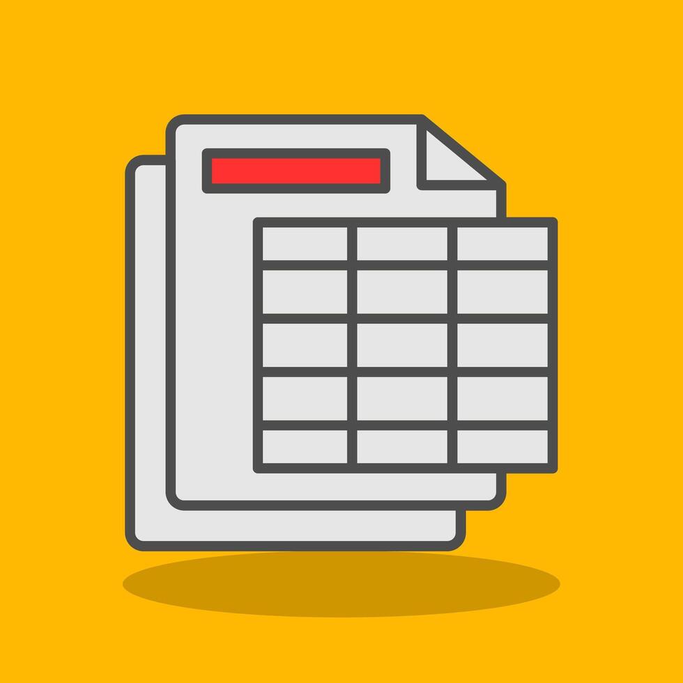 Spreadsheet Filled Shadow Icon vector
