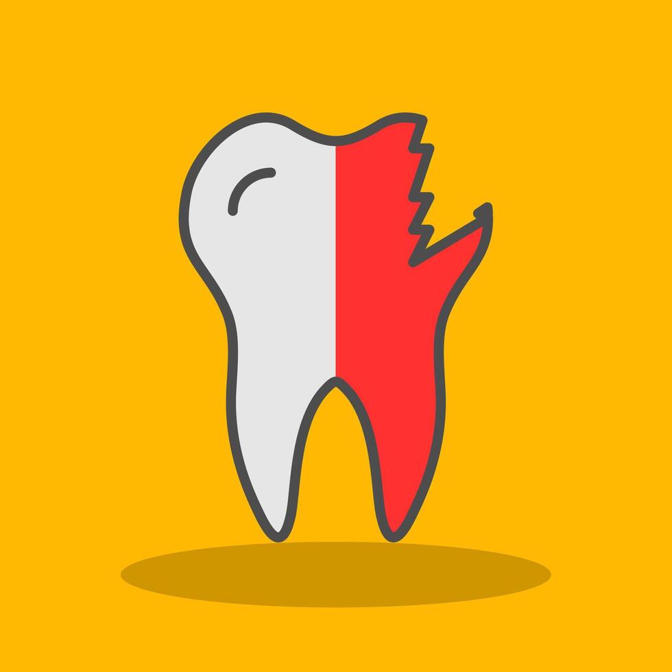 Broken Tooth Filled Shadow Icon vector