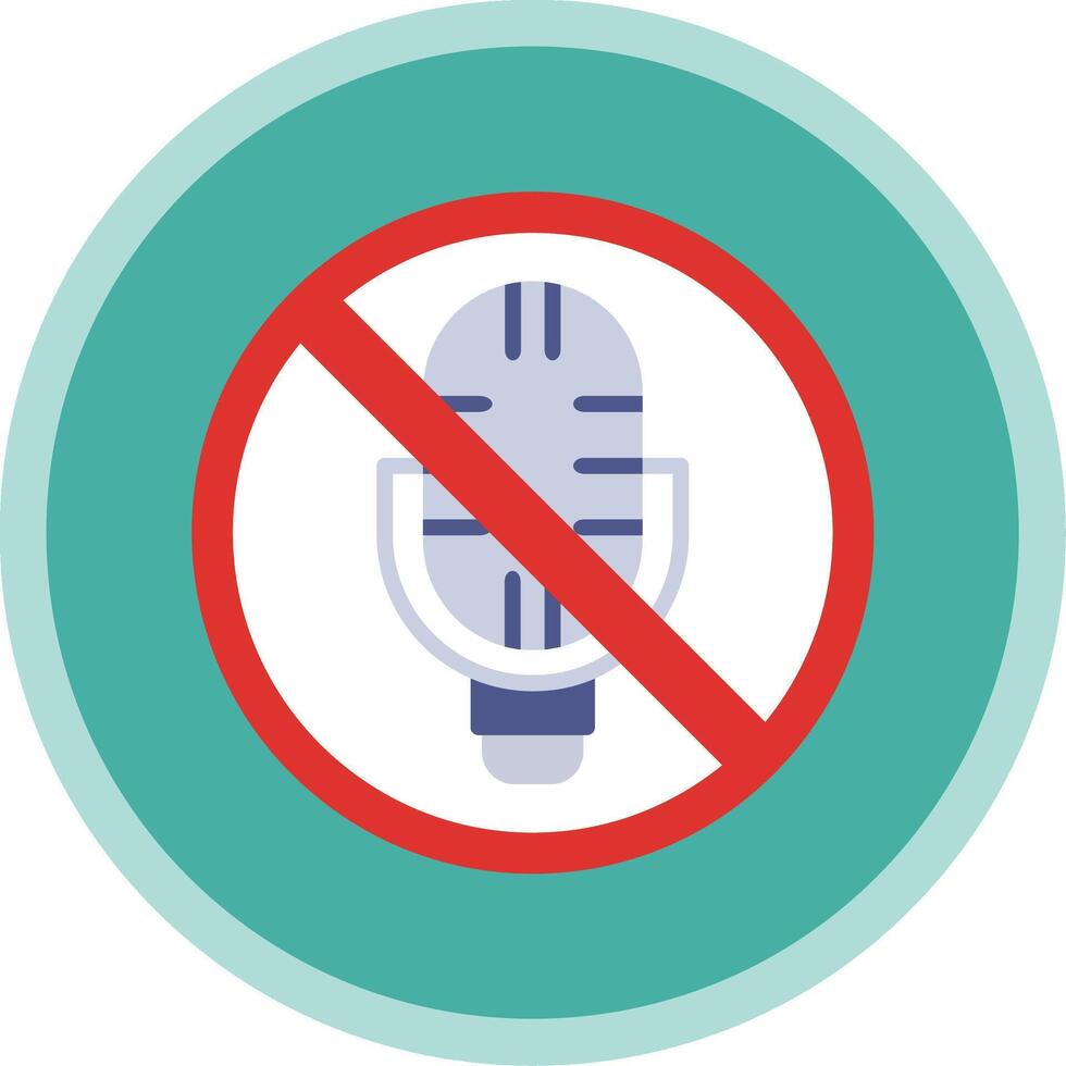 No Microphone Flat Multi Circle Icon vector