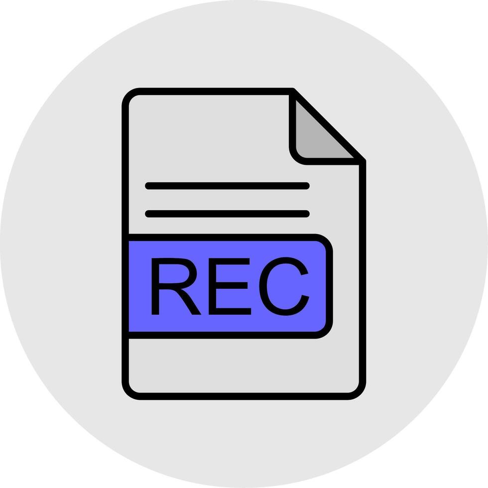 REC File Format Line Filled Light Icon vector
