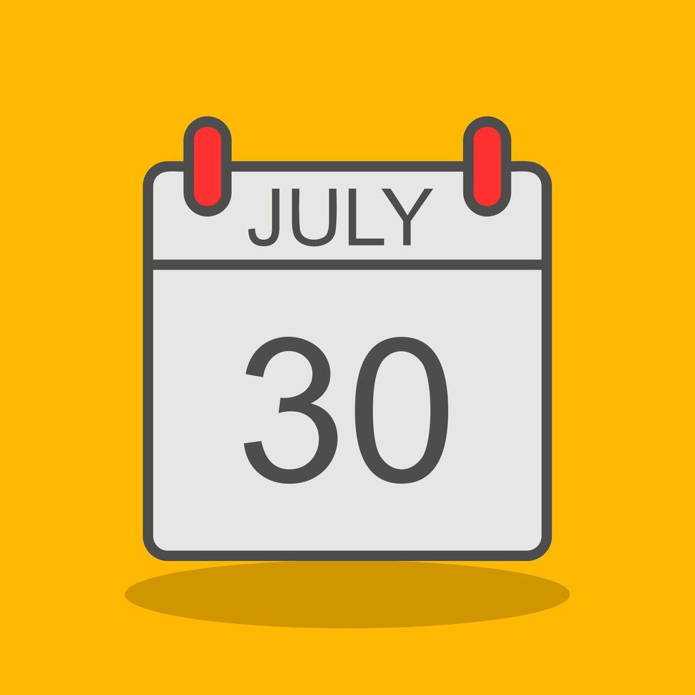 July Filled Shadow Icon vector