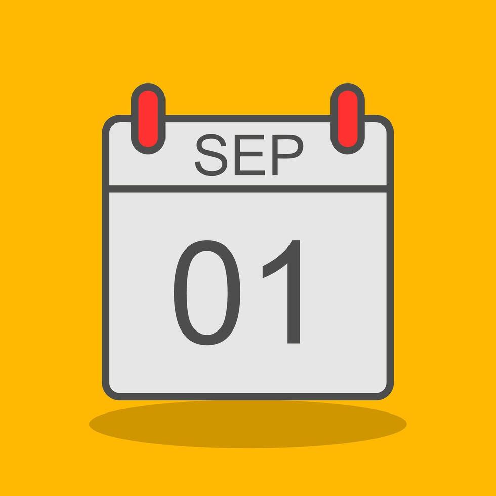 September Filled Shadow Icon vector