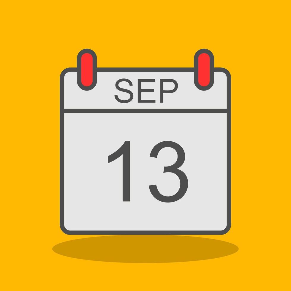 September Filled Shadow Icon vector