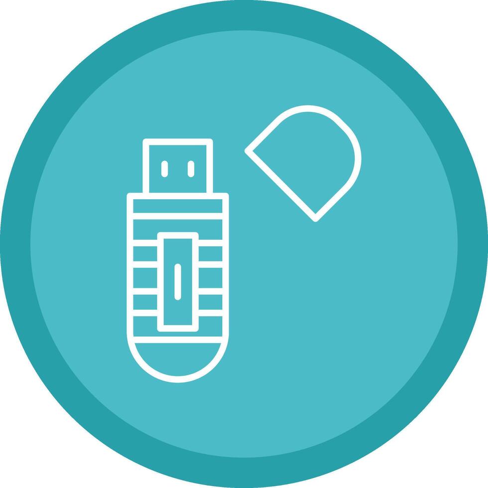 Usb Stick Line Multi Circle Icon vector