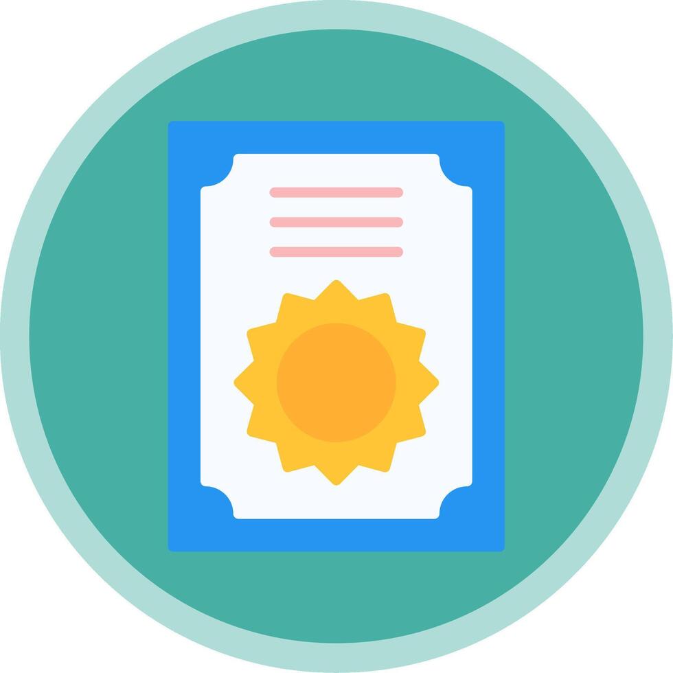 Certificate Flat Multi Circle Icon vector