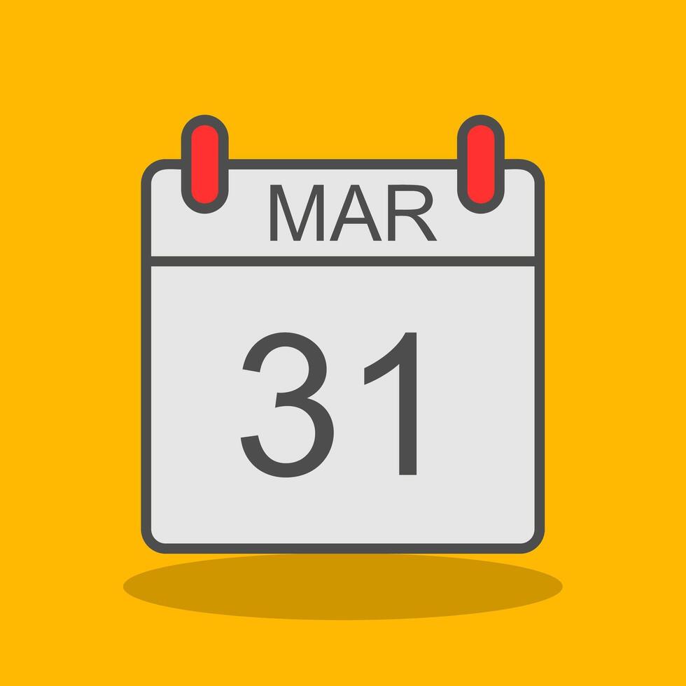 March Filled Shadow Icon vector