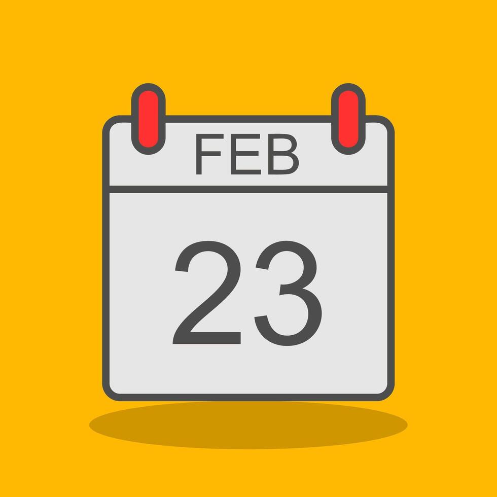 February Filled Shadow Icon vector