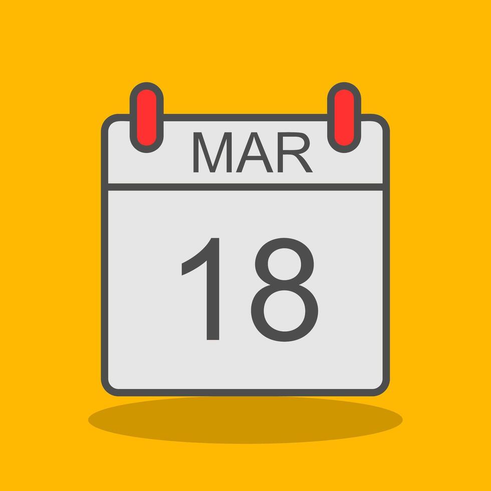 March Filled Shadow Icon vector