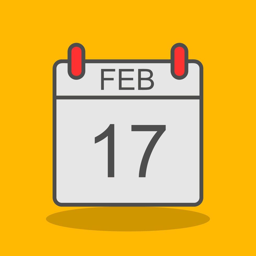 February Filled Shadow Icon vector