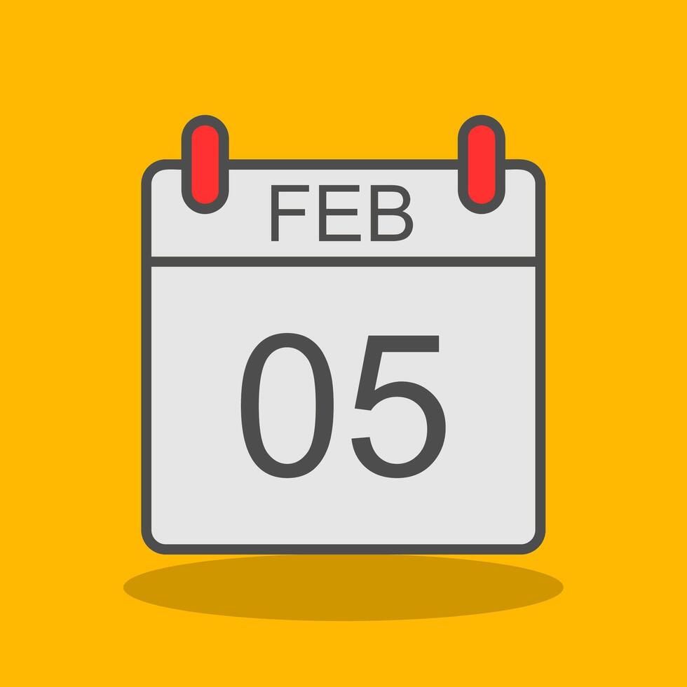 February Filled Shadow Icon vector