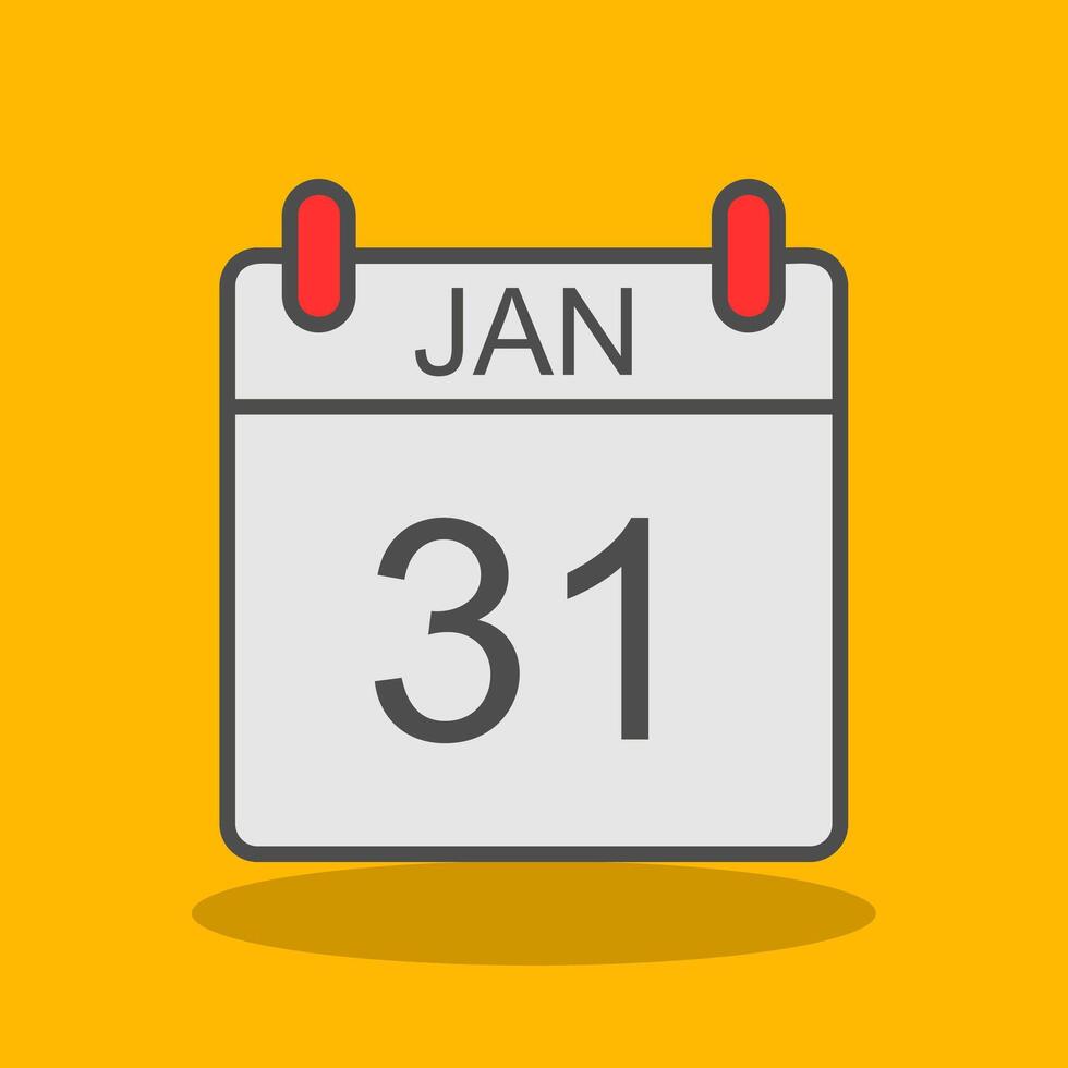 January Filled Shadow Icon vector