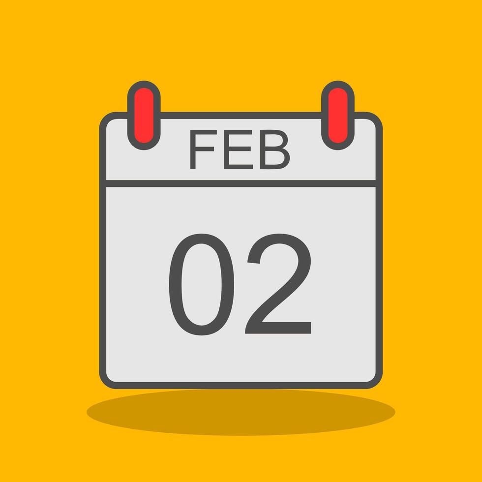 February Filled Shadow Icon vector