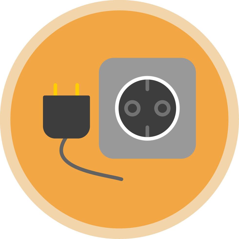 Plug And Socket Flat Multi Circle Icon vector