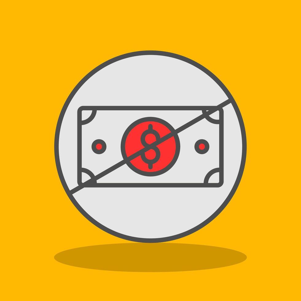 No Money Filled Shadow Icon vector