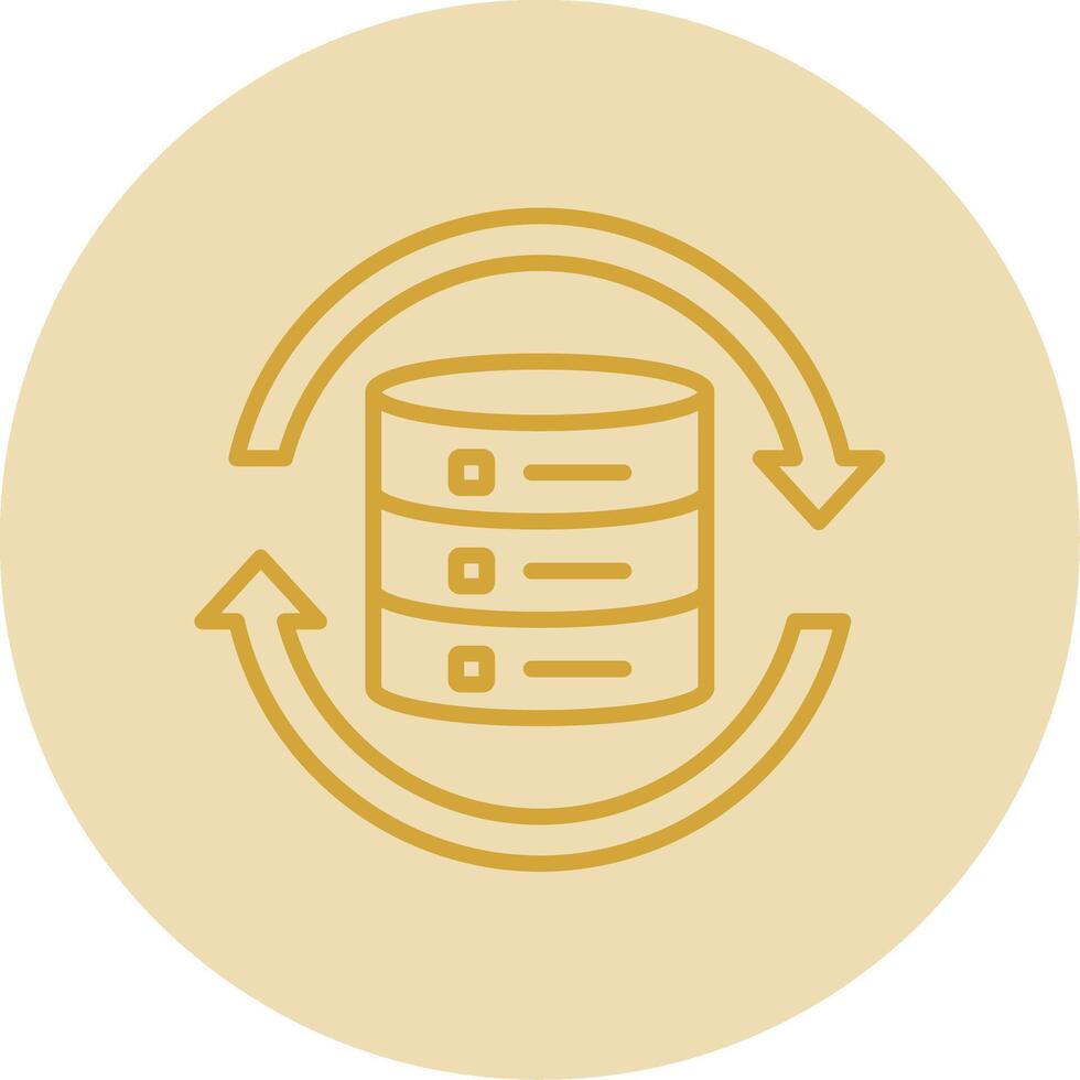 Data Synchronization Line Yellow Circle Icon vector