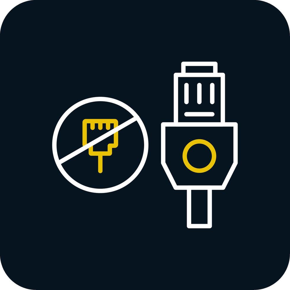 Lan Unplugged Line Yellow White Icon vector