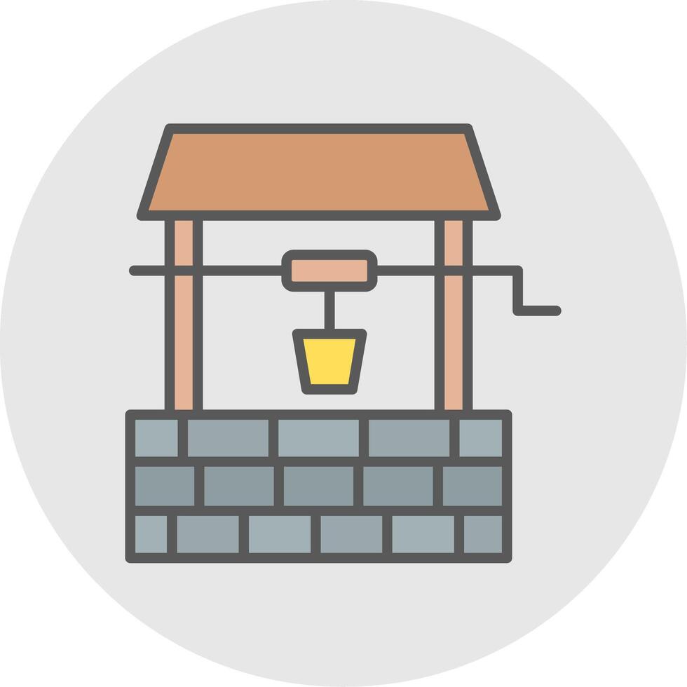 Water Well Line Filled Light Icon vector