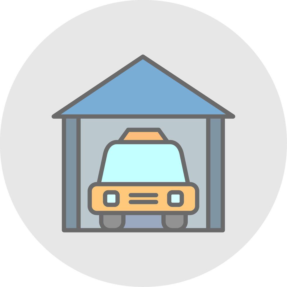 Garage Line Filled Light Icon vector