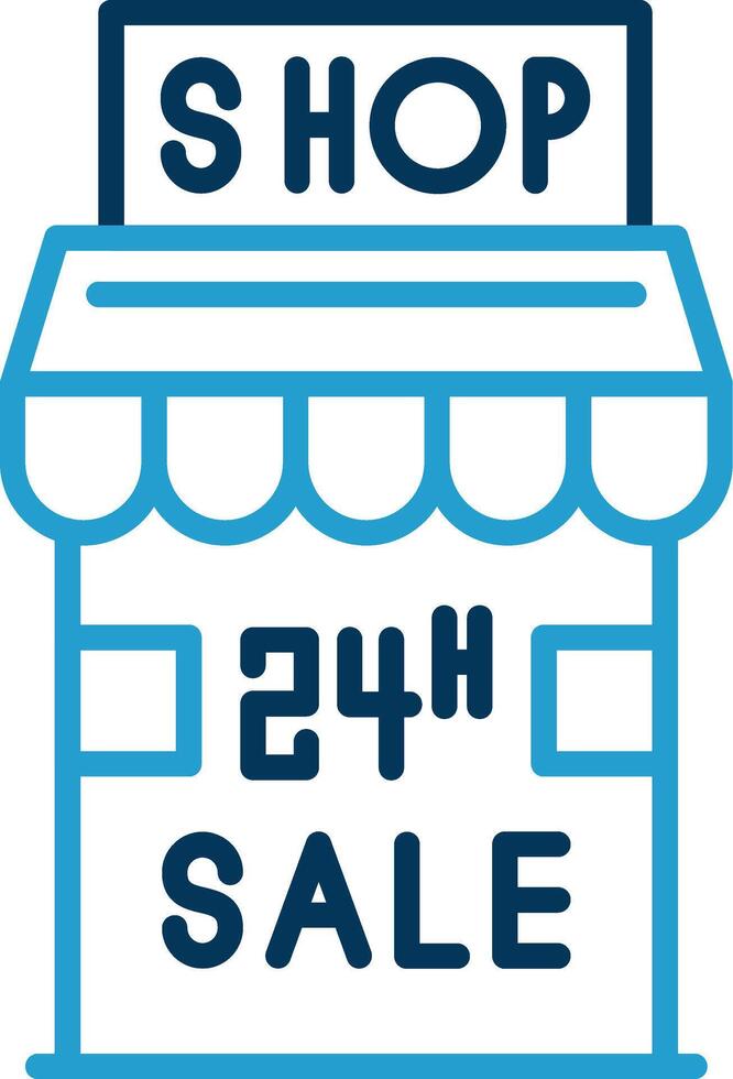 24 Hour Sale Line Blue Two Color Icon vector