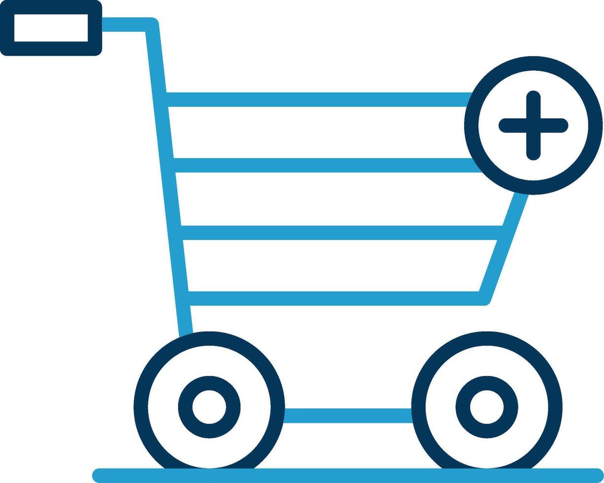 Add to Cart Line Blue Two Color Icon vector