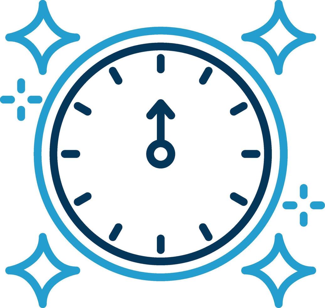 New Year Line Blue Two Color Icon vector