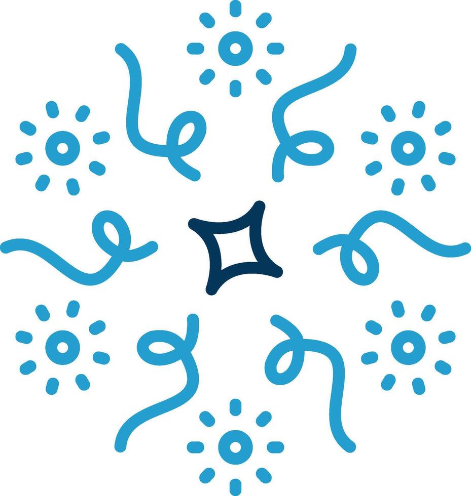 Firework Line Blue Two Color Icon vector