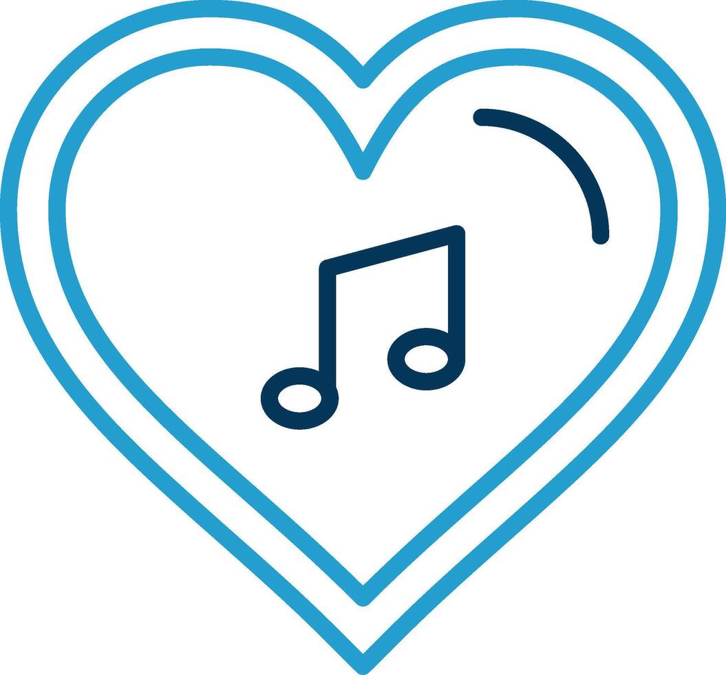 Heart Line Blue Two Color Icon vector