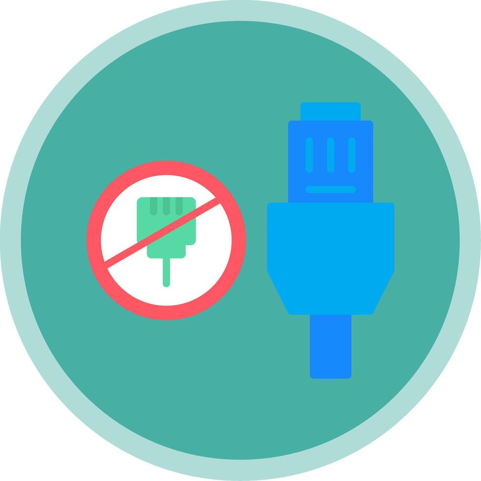 Lan Unplugged Flat Multi Circle Icon vector