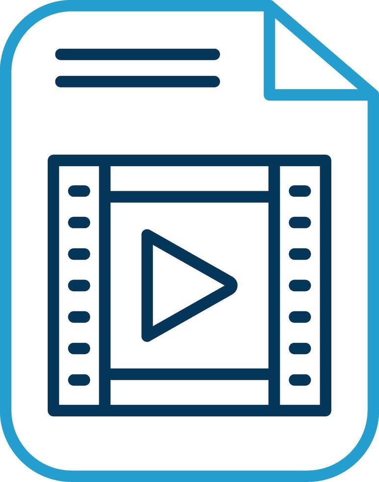 Video File Line Blue Two Color Icon vector
