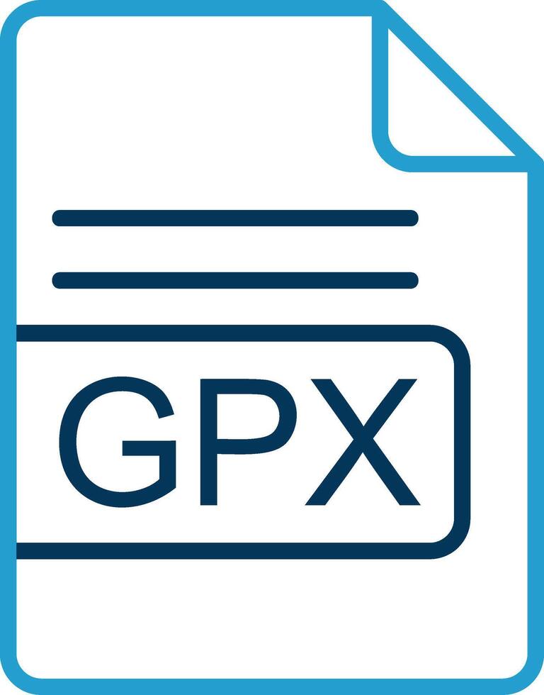 gpx archivo formato línea azul dos color icono vector