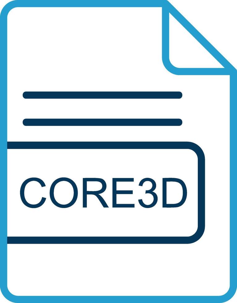 CORE3D File Format Line Blue Two Color Icon vector