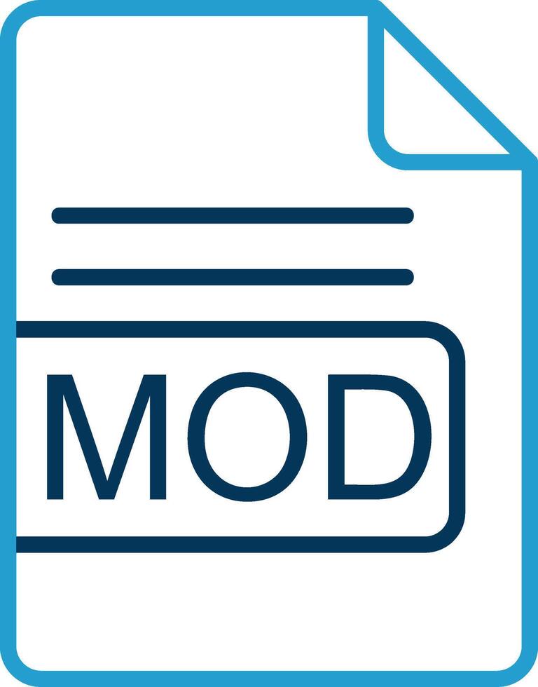 MOD File Format Line Blue Two Color Icon vector