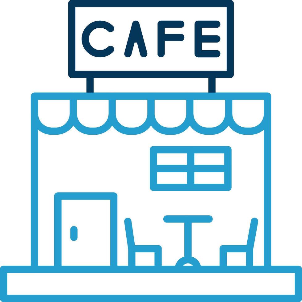 Cafe Line Blue Two Color Icon vector