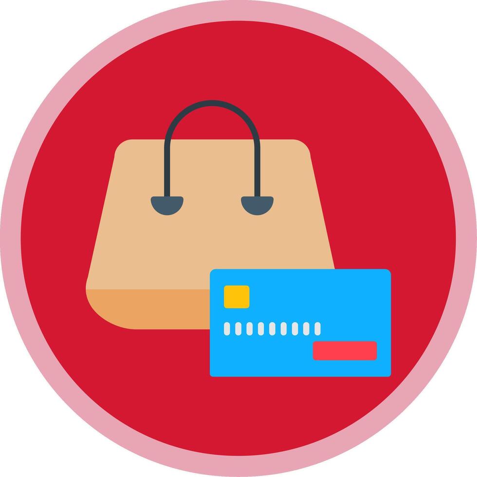 comprando en crédito plano multi circulo icono vector