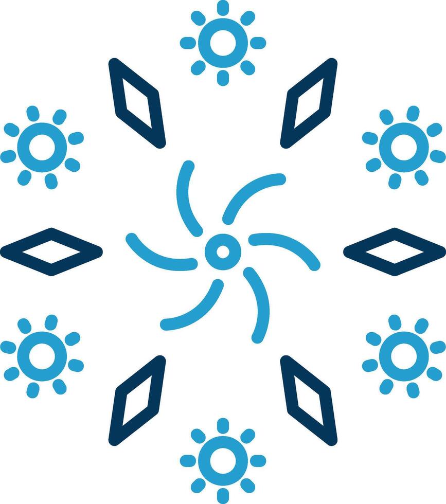 Firework Line Blue Two Color Icon vector