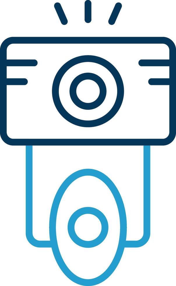 Camera Flash Line Blue Two Color Icon vector