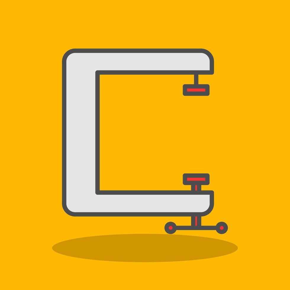 C Clamp Filled Shadow Icon vector