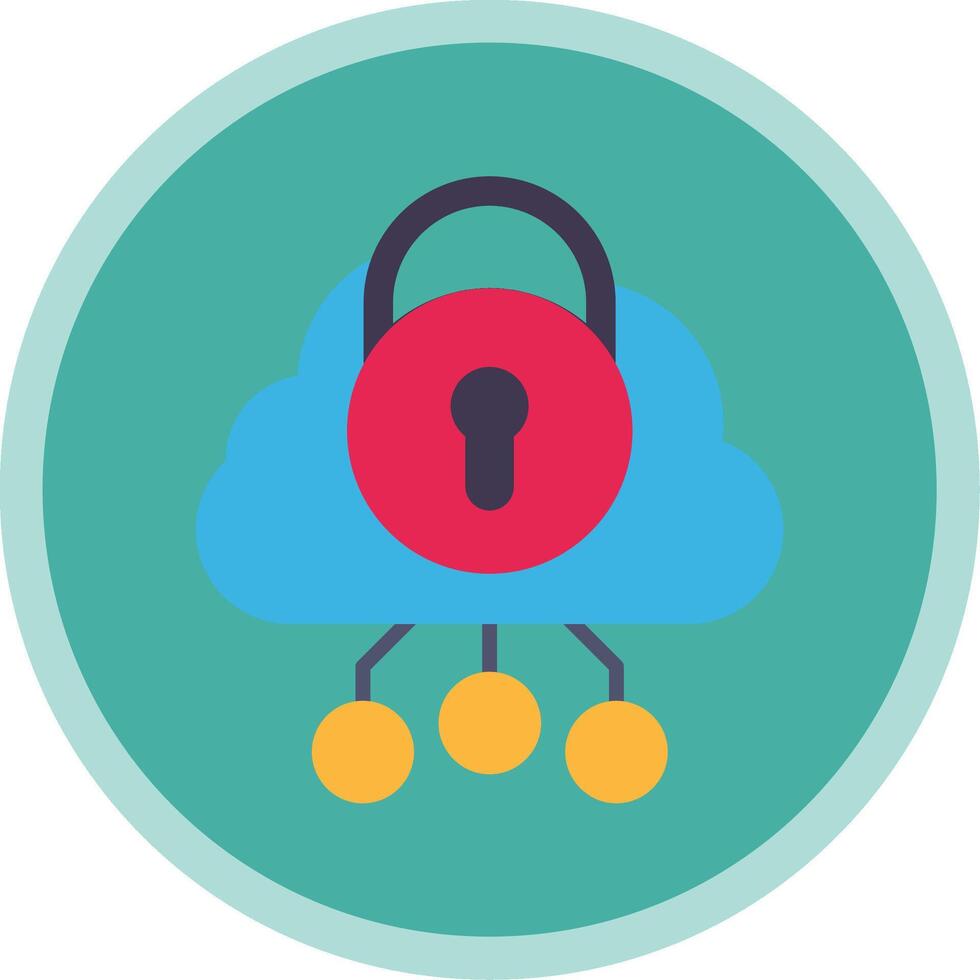 Security Cloud Flat Multi Circle Icon vector