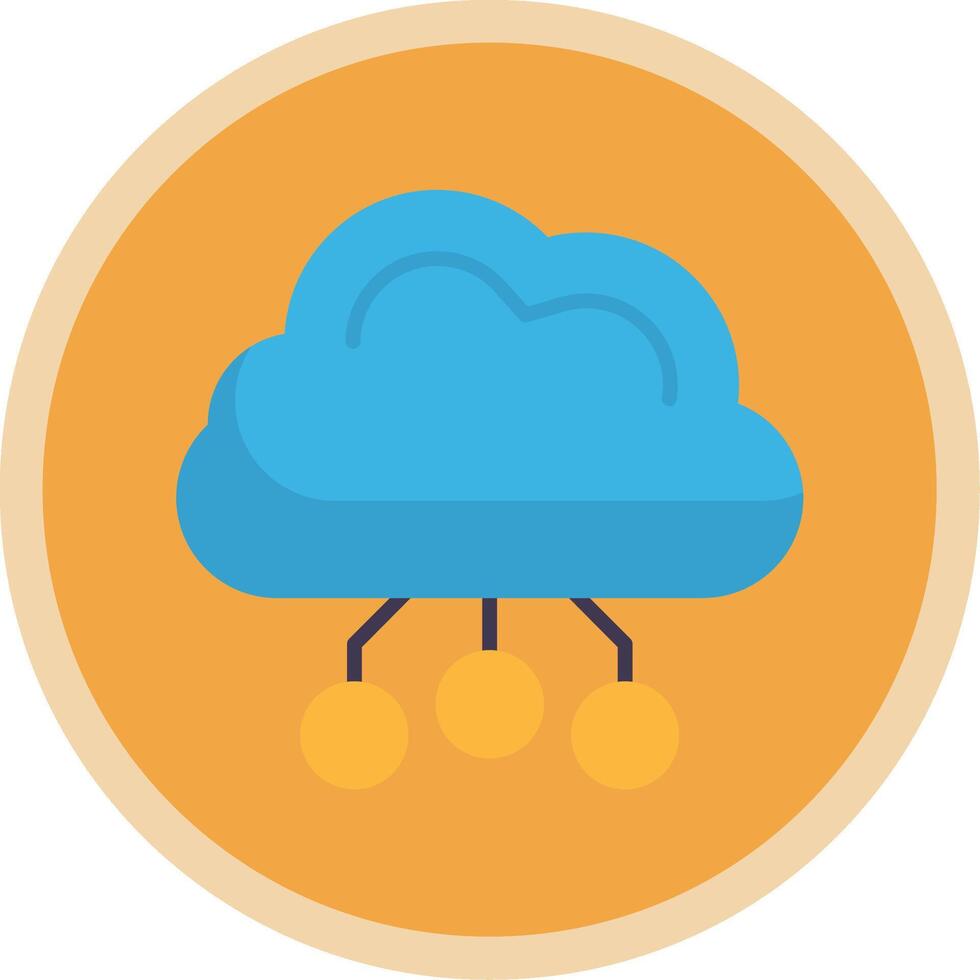 Digital Cloud Flat Multi Circle Icon vector